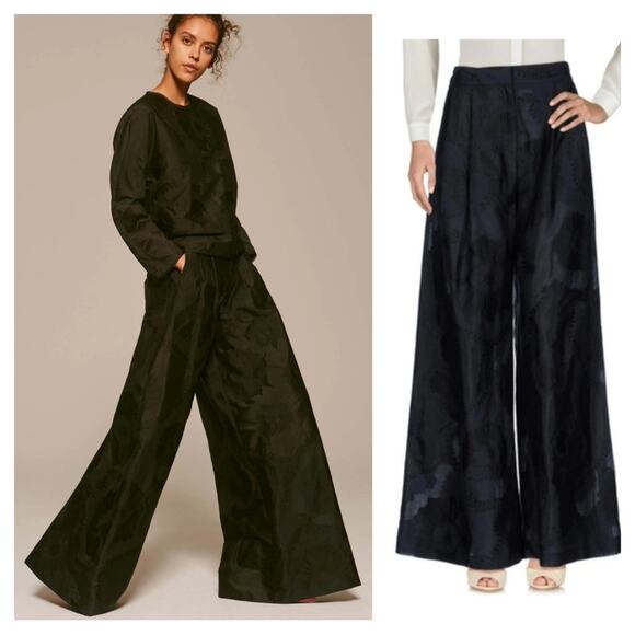 Adam Lippes Extra Wide Leg Silk Jacquard Pleated Pants size 6 - Picture 1 of 10